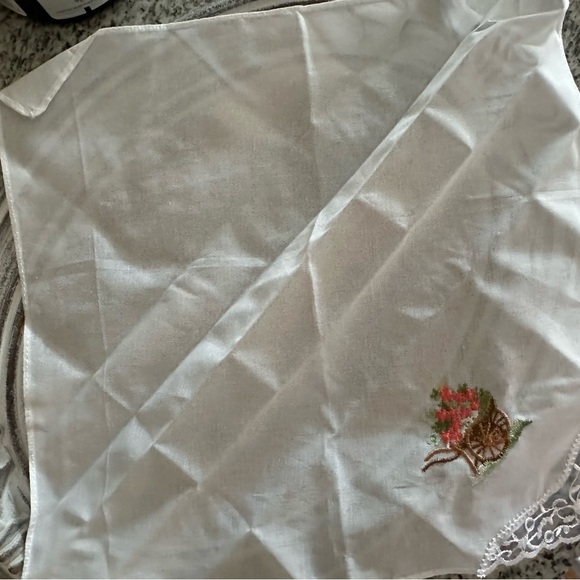 Vintage Floral Cottagecore Embroidered Handkerchief Lace Linen Patch Sewing - Picture 6 of 6